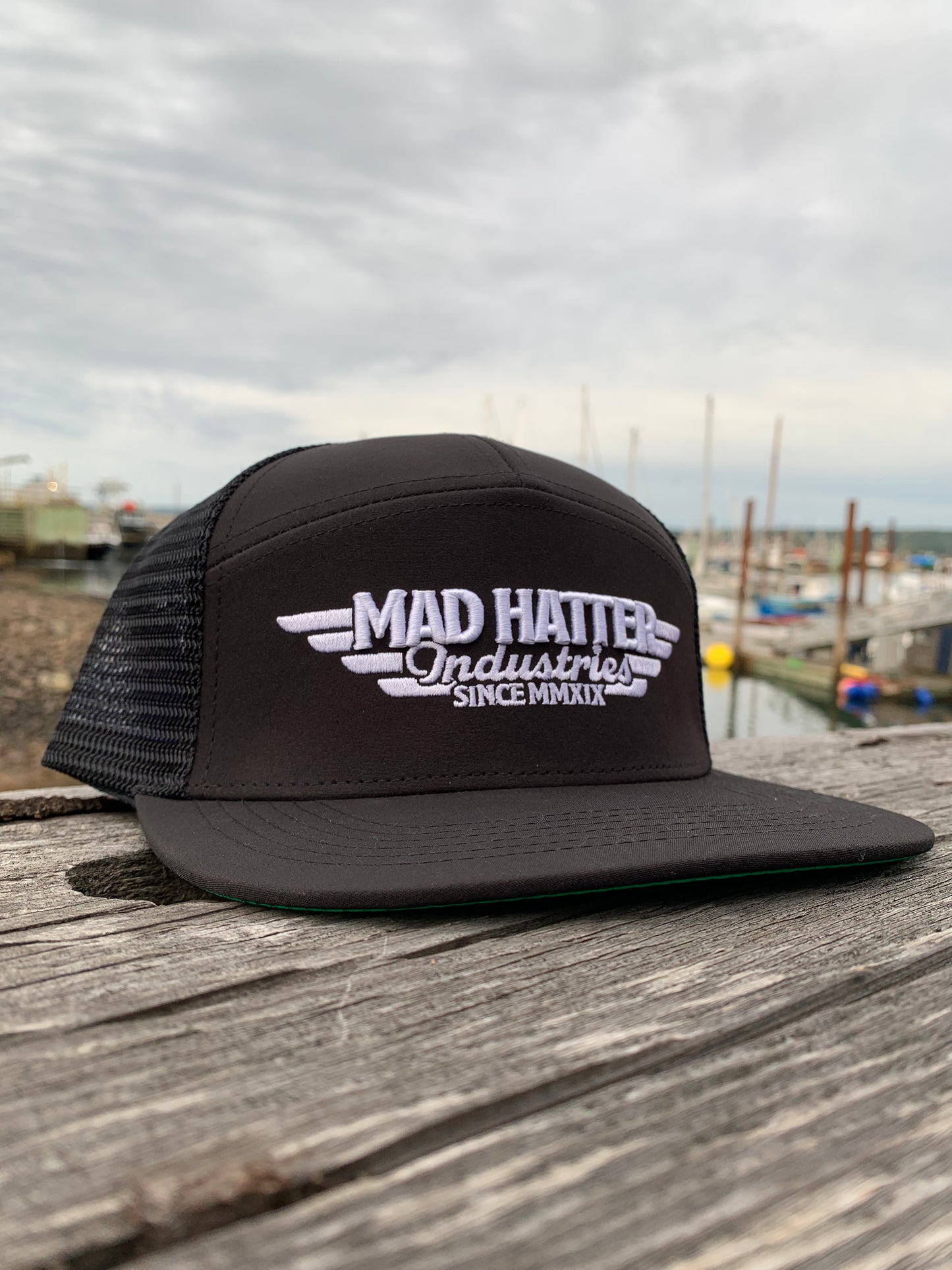 Mad Hatter Industries 7-Panel Hat – Red & Black